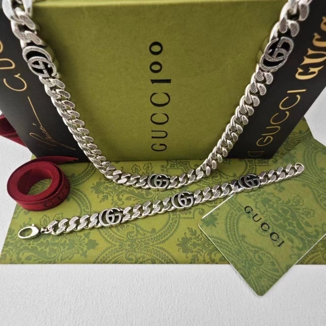 Gucci Sterling Silver Necklace Bracelet