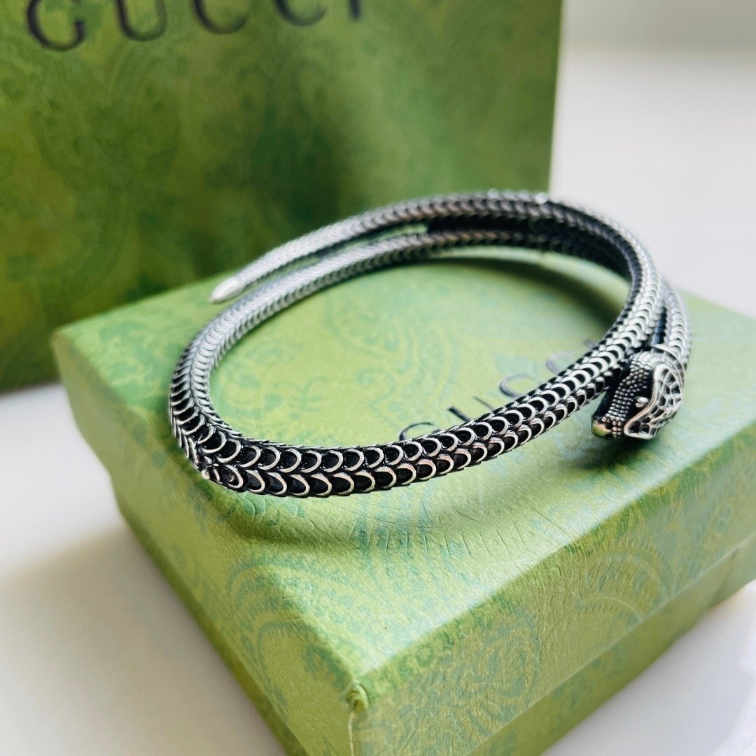 Gucci Garden Series Snake Shape Sterling Silver Bracelet