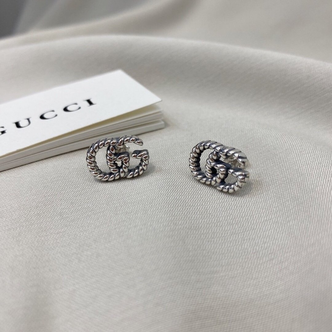 Gucci Double G Sterling Silver Stud Earrings - Image 9