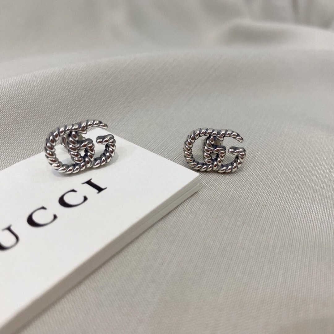 Gucci Double G Sterling Silver Stud Earrings - Image 7