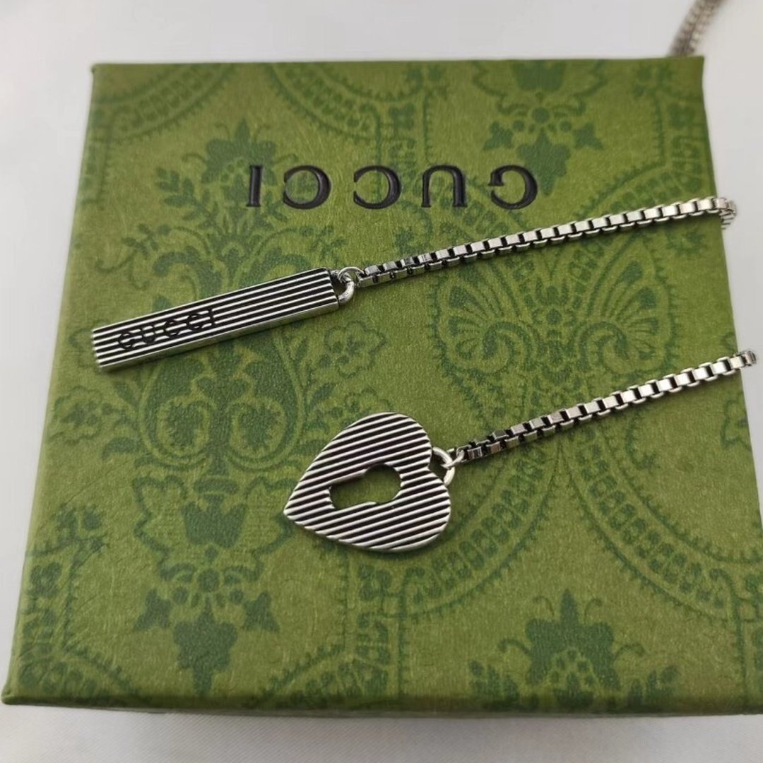 Gucci Heart Lock Box Sterling Silver Necklace