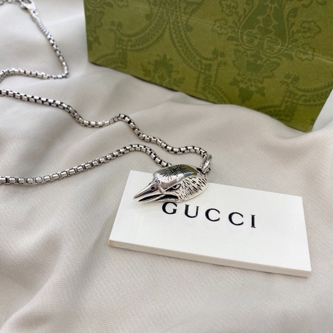 Gucci Sterling Silver Eagle Head Pendant Necklace - Image 7