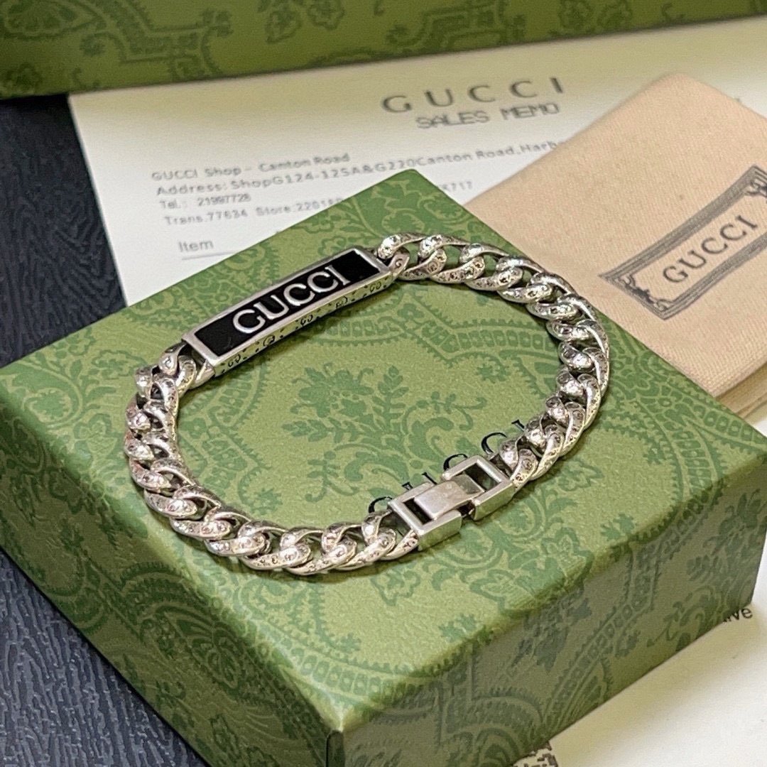 Gucci Sterling Silver Logo Chain Bracelet