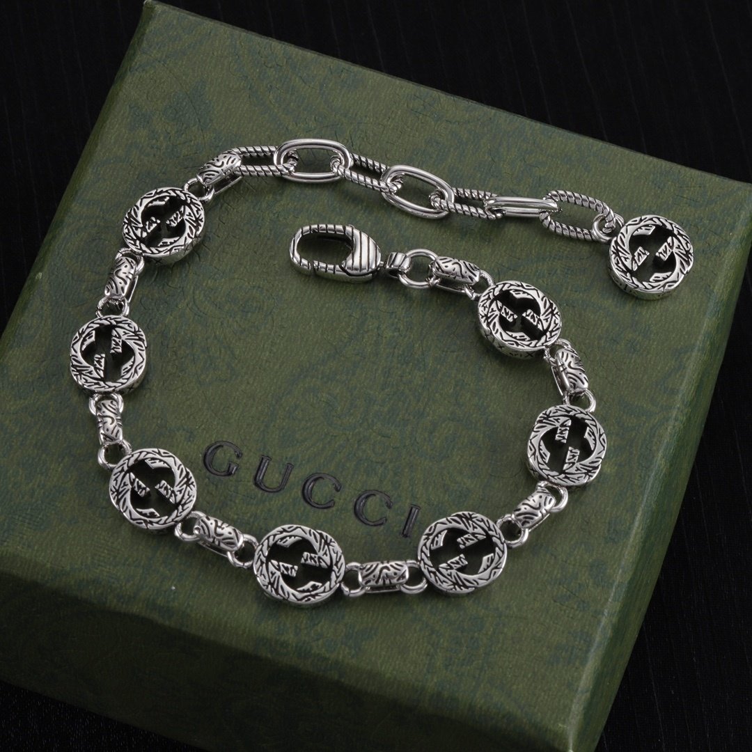 Gucci Sterling Silver Hinged Cuff Bracelet