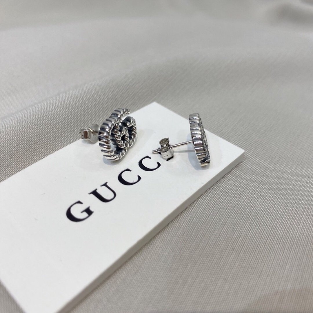 Gucci Double G Sterling Silver Stud Earrings - Image 4