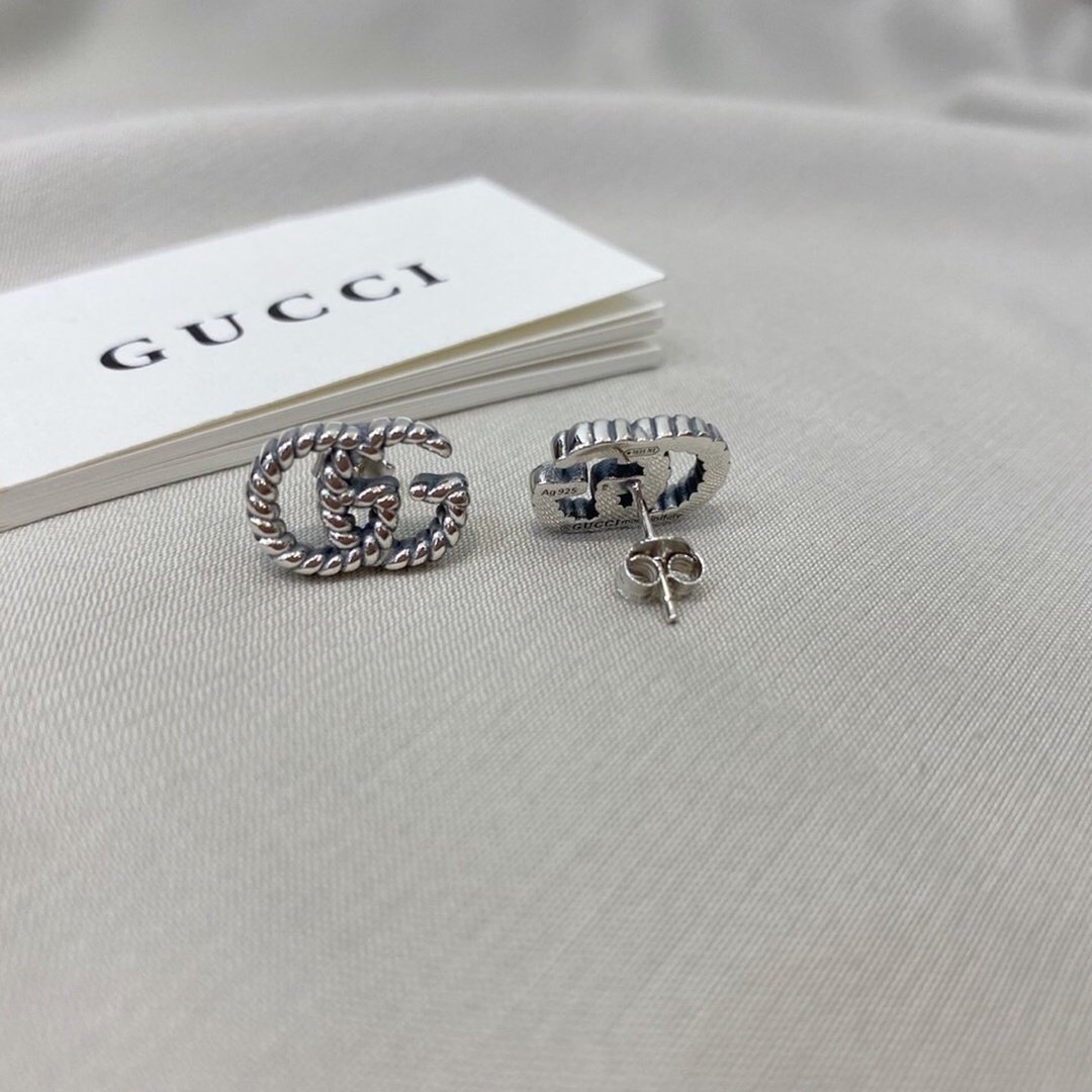 Gucci Double G Sterling Silver Stud Earrings - Image 5
