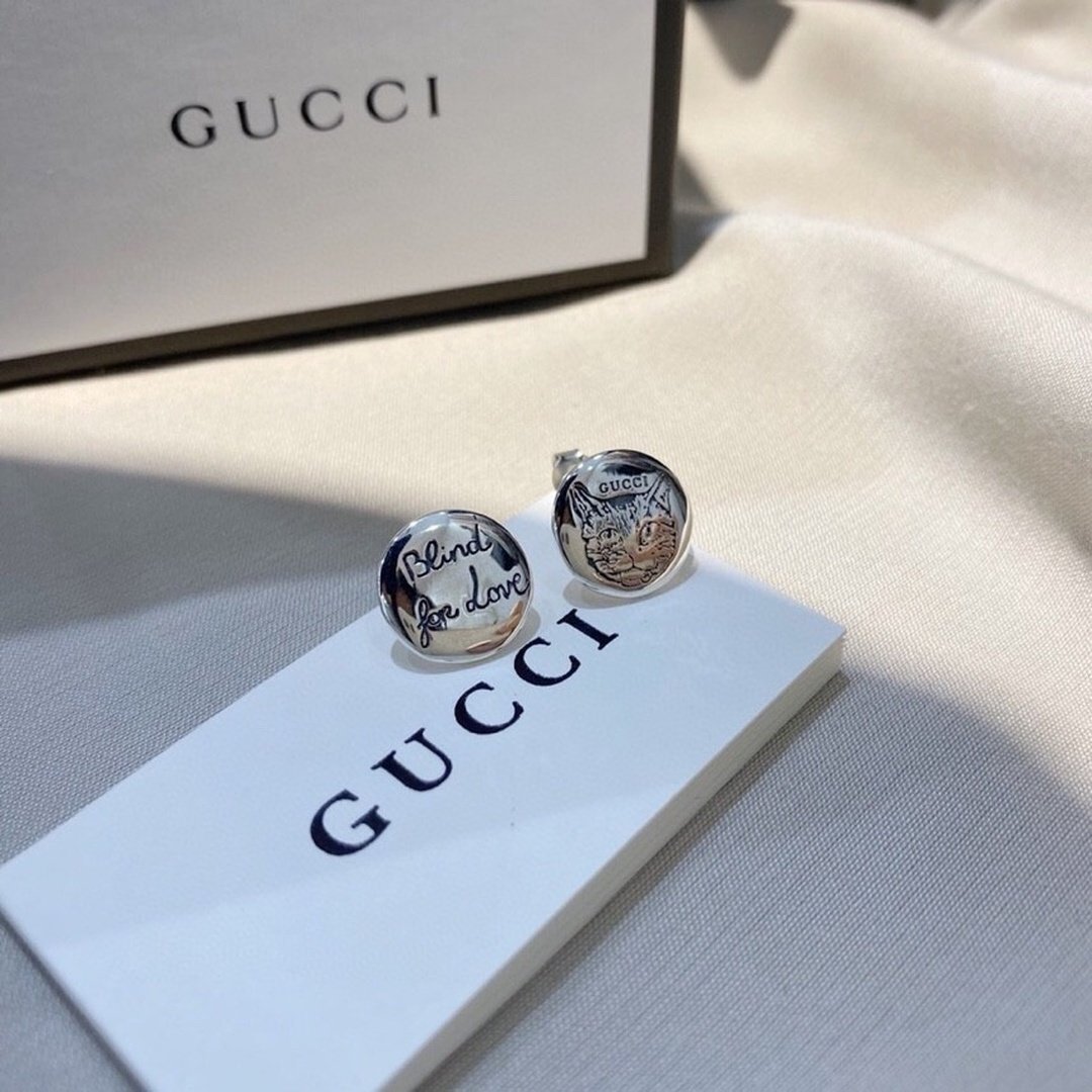 Gucci Sterling Silver Fearless Cat Face Earrings - Image 6