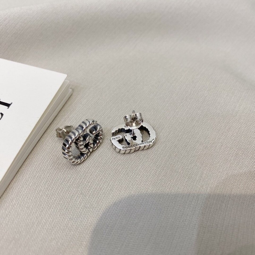 Gucci Double G Sterling Silver Stud Earrings - Image 8