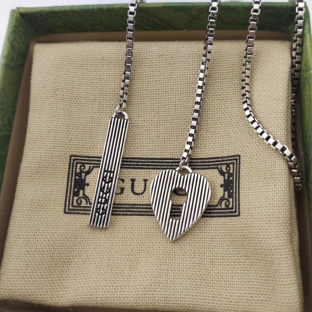 Gucci Heart Lock Box Sterling Silver Necklace - Image 3