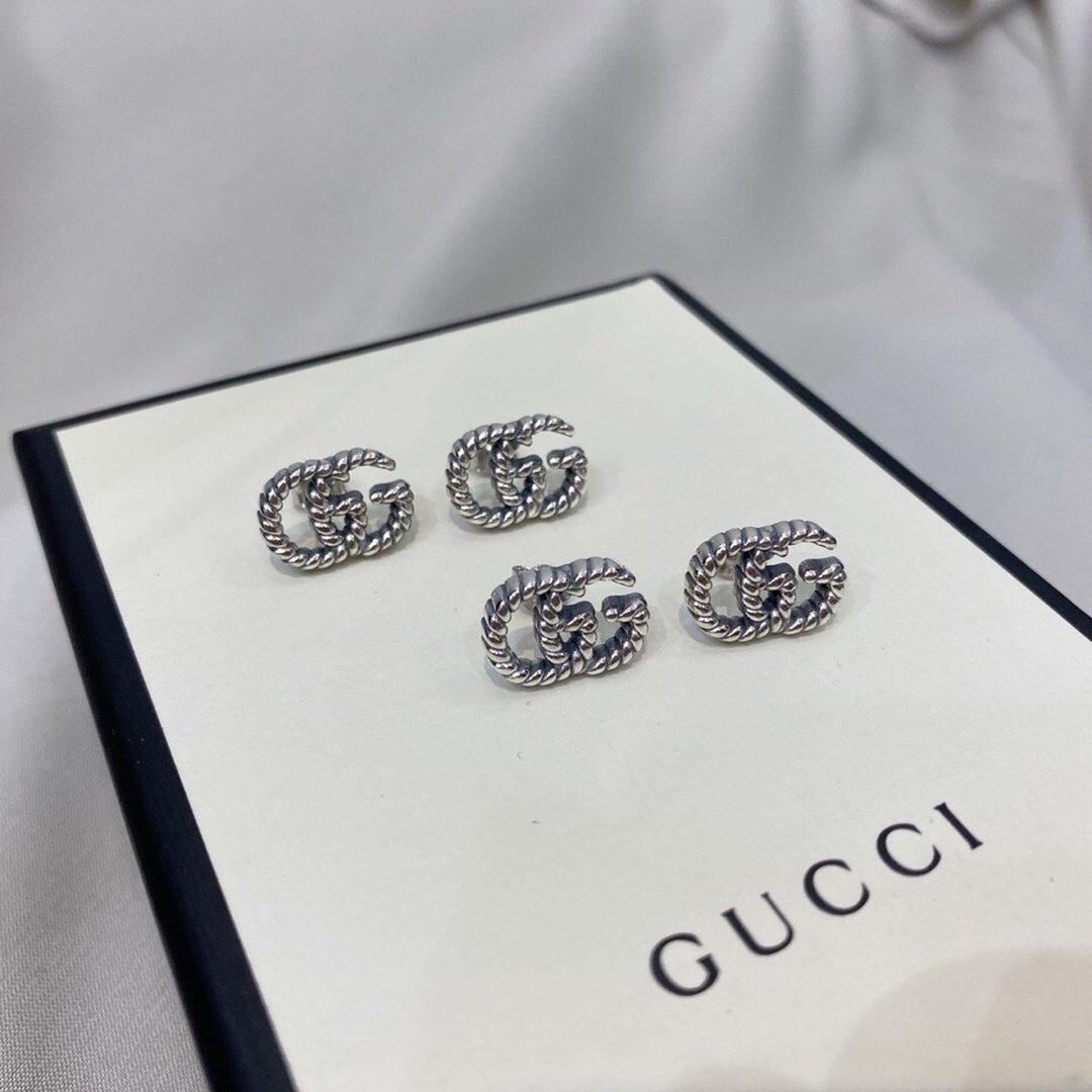 Gucci Double G Sterling Silver Stud Earrings - Image 2